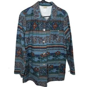 Vintage Blue Floral Jean Jacket